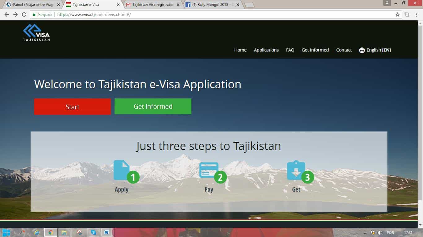 Como tirar o visto do Tajiquistão | Indicações, passo a passo, para obter o e-visa (visto electrónico)