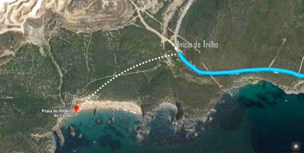 Trilho da Praia da Ribeira do Cavalo PRAIA DO RIBEIRO DO CAVALO - Como chegar a pé ou de barco